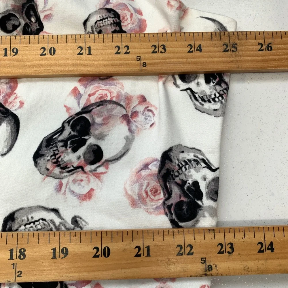 Torrid Skull Rose Print Midi Dress  Sz  26 Fit Flare White Pink Gothic Stretxch